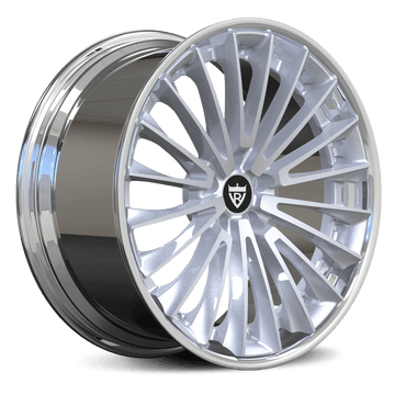 Custom 2 piece forged wheels RV-DM079 showcasing a polished silver finish for luxury vehicles.